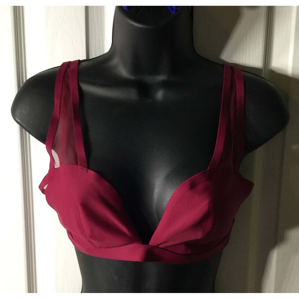 Victorias Secret Unlined‎ Unpadded Bra Magenta Pink Plunge Bralette Large NWT